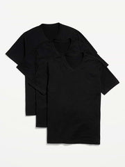 Soft-Washed V-Neck T-Shirt 3-Pack - Black Jack