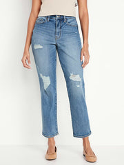 Curvy High-Waisted OG Straight Ankle Jeans - Ripped Medium