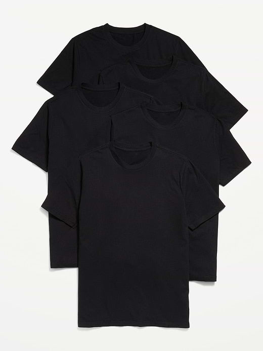 Solid Crew-Neck T-Shirt 5-Pack - Black Jack