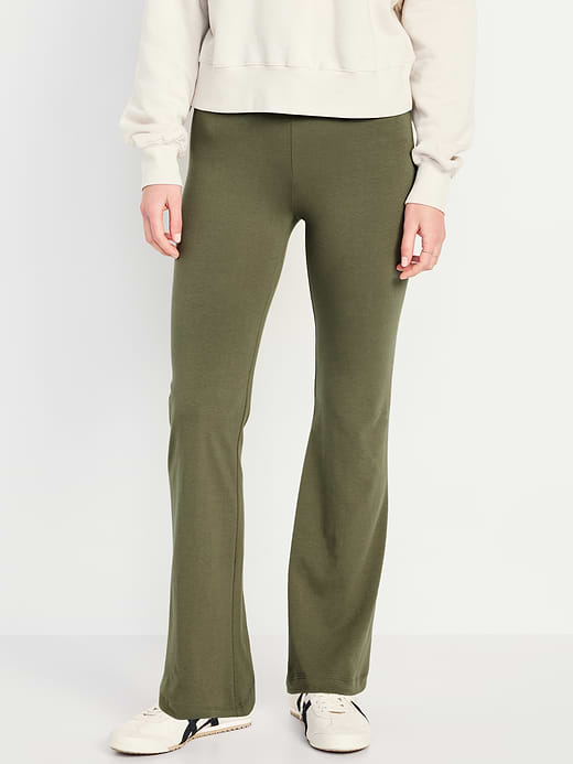 High-Waisted Fashion Flare Leggings - Stone Wall