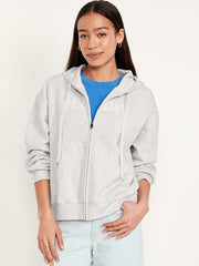 Logo Zip Hoodie Sweatshirt - Light Gray Heather