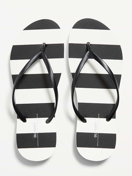 Flip-Flop Sandals (Partially Plant-Based) - Black/White Stripe