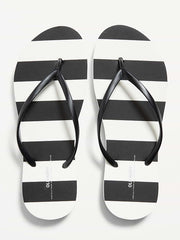 Flip-Flop Sandals (Partially Plant-Based) - Black/White Stripe