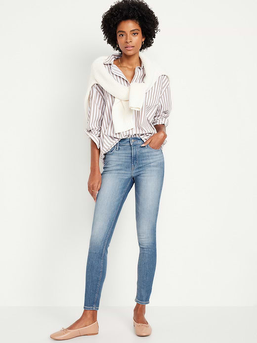 High-Waisted Rockstar Super-Skinny Jeans - Faded Medium Wash