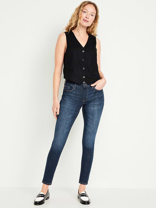 Mid-Rise Rockstar Super-Skinny Jeans - Dark Wash