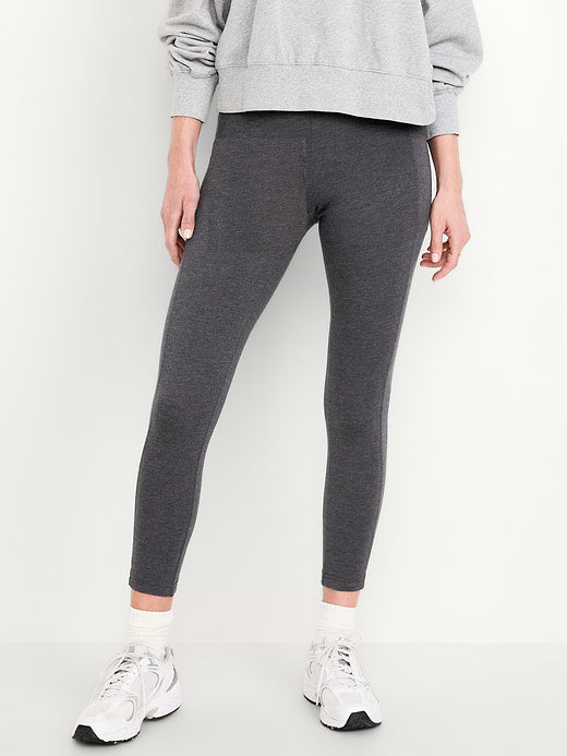 High-Waisted Fashion Layering 7/8 Legging - Dark Heather Gray