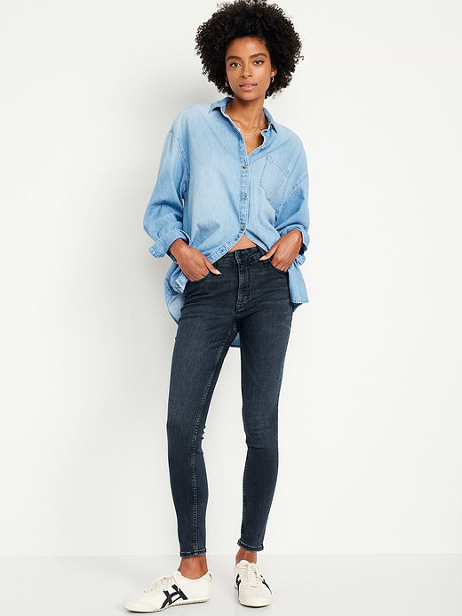 High-Waisted Rockstar Super-Skinny Jeans - Dark Rinse