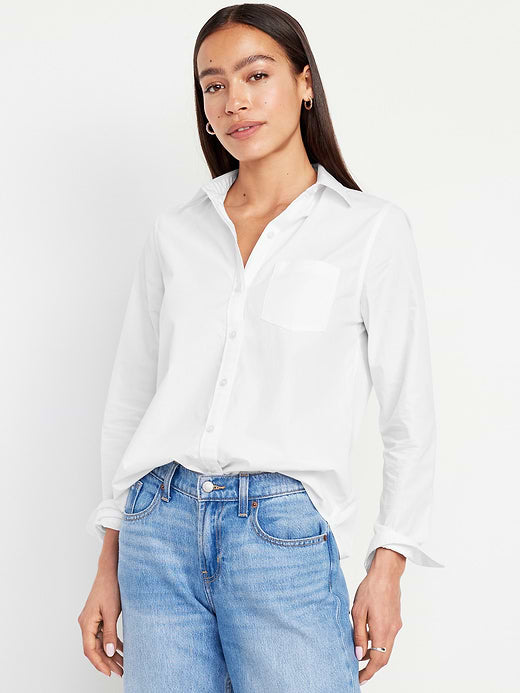 Classic Button-Down Shirt - White Lilies