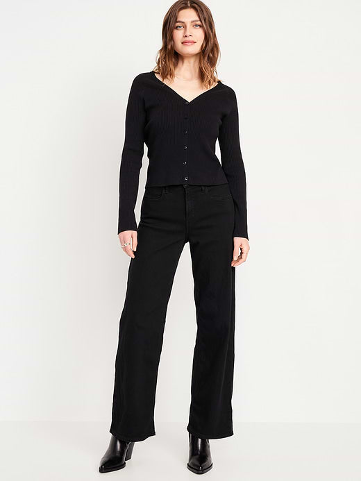 High-Waisted Wow Wide-Leg Jeans - Black Jack