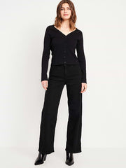 High-Waisted Wow Wide-Leg Jeans - Black Jack