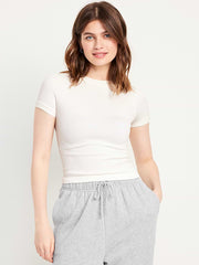 Exhale Seamless Fitted Rib T-Shirt - Magnolia