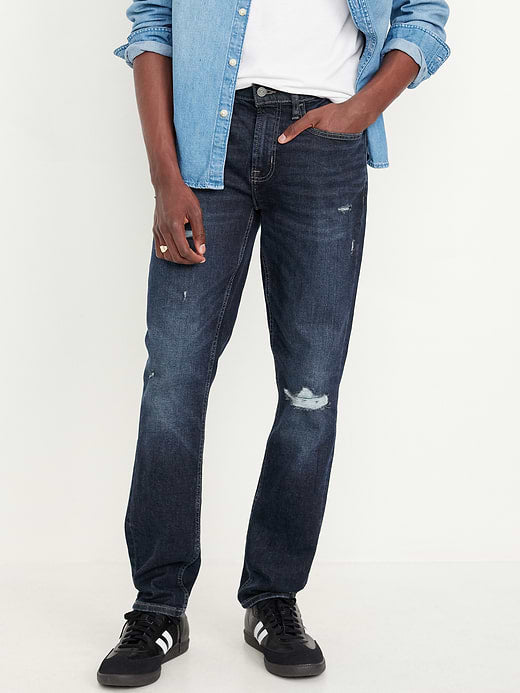 Slim 360° Tech Stretch Performance Jeans - Dark Destroyed