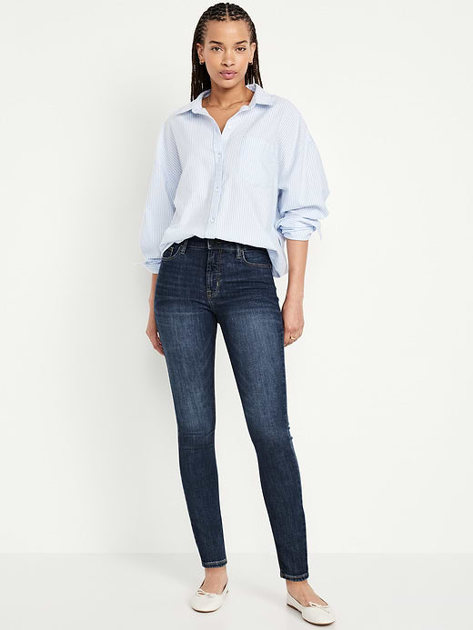 High-Waisted Rockstar Super-Skinny Jeans - Dark Wash