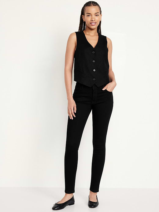 Mid-Rise Rockstar Super-Skinny Jeans - Black Wash