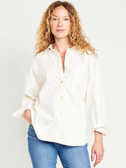 Boyfriend Button-Down Jean Tunic - Ecru