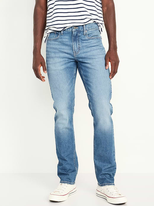 Straight Five-Pocket Built-In Flex Jeans - Medium Wash