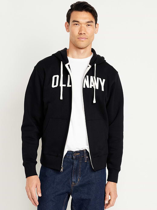 Loose Logo Zip Hoodie - Black Jack