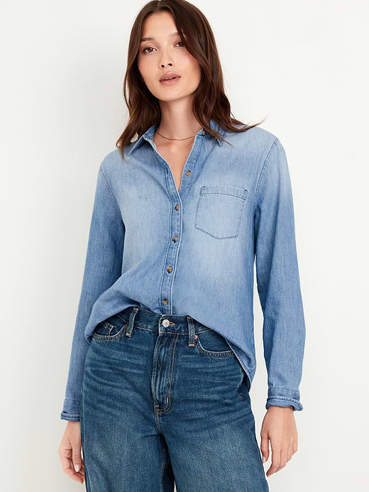 Classic Button-Down Jean Shirt - Medium Wash