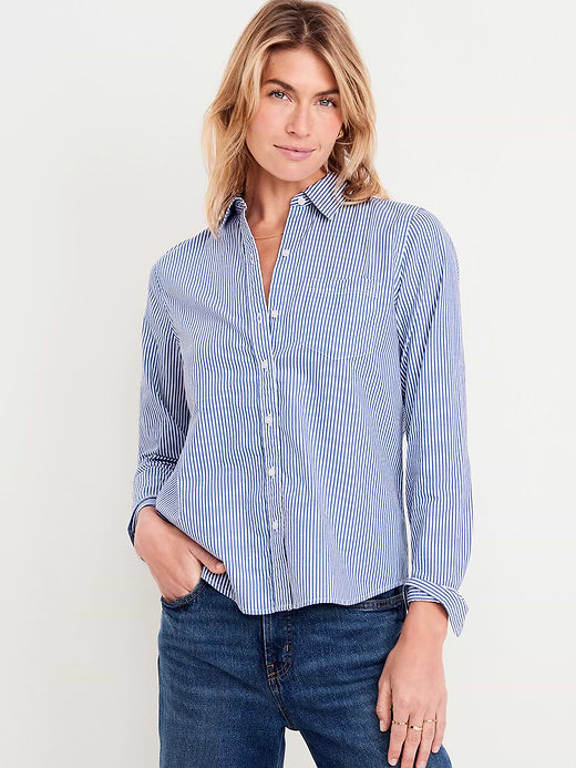 Classic Button-Down Shirt - White/Blue Stripe