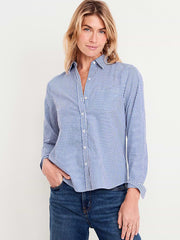 Classic Button-Down Shirt - White/Blue Stripe