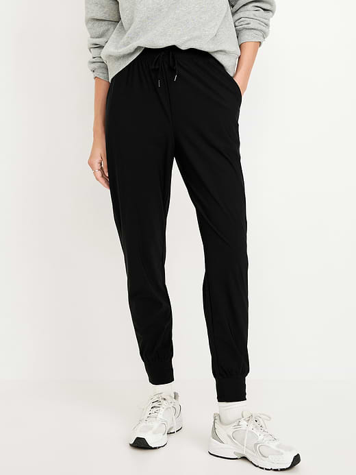 High-Waisted SleekTech Joggers - Black