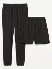 StretchTech Workout Joggers and Shorts Set - Black