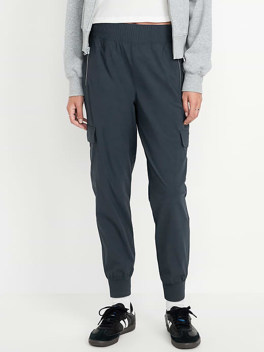 High-Waisted SleekTech Cargo Joggers - Dusk Navy