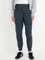 High-Waisted SleekTech Cargo Joggers - Dusk Navy