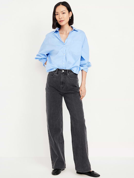 Extra High-Waisted Wide-Leg Jeans - Faded Black Wash