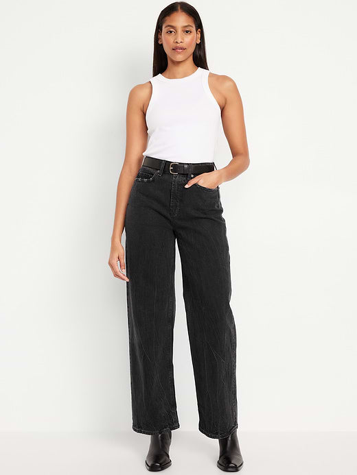Curvy Extra High-Waisted Wide-Leg Jeans - Black Wash