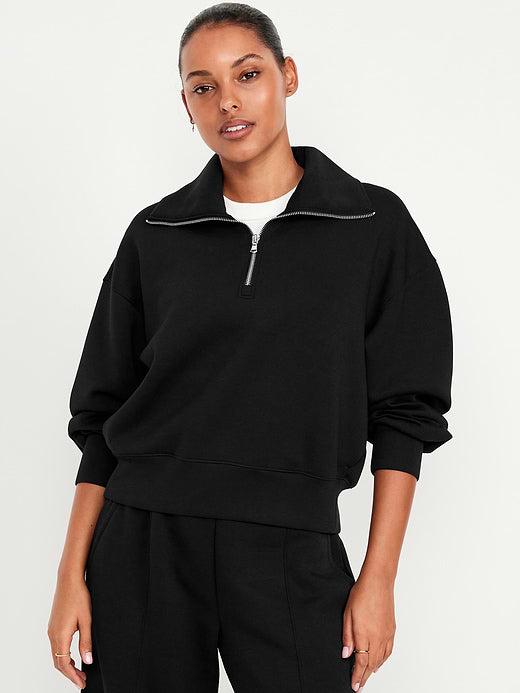 Bounce Fleece Half-Zip Pullover Sweatshirt - Black Jack