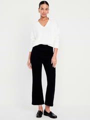 High-Waisted Weekender Pull-On Crop Flare Jeans - Black