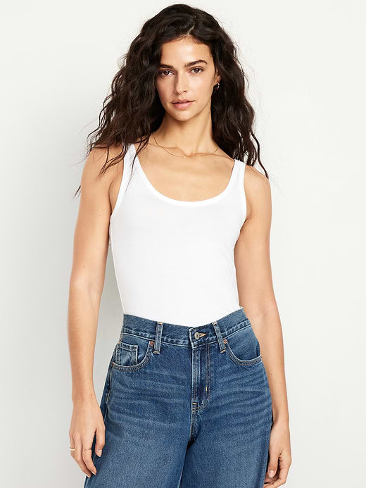 First-Layer Scoop-Neck Tank Top - Calla Lily White