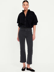 High-Waisted Weekender Pull-On Crop Flare Jeans - Dark Gray