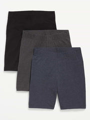 High-Waisted Cotton Biker Shorts 3-Pack -- 8-inch inseam - Multi Color