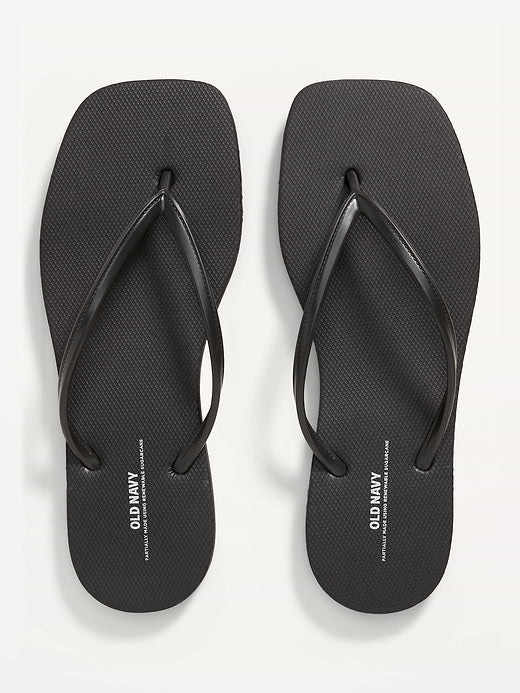 Square Toe Flip-Flop Sandals - Black Jack