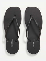 Square Toe Flip-Flop Sandals - Black Jack