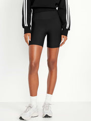 High-Waisted PowerSoft Pocket Biker Shorts -- 6-inch inseam - Black Jack