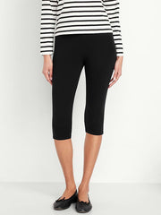High-Waisted Fashion Layering Capri Legging - Black Jack