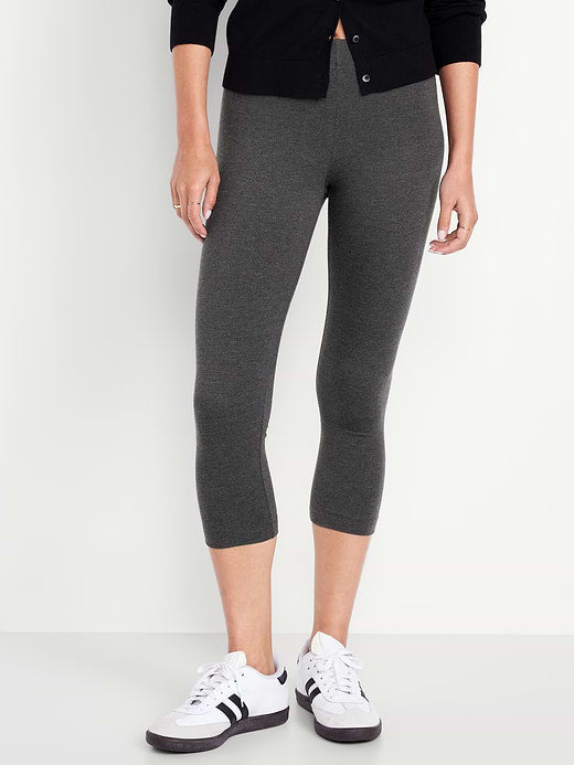 High-Waisted Fashion Layering Cropped Legging - Smoky Gray