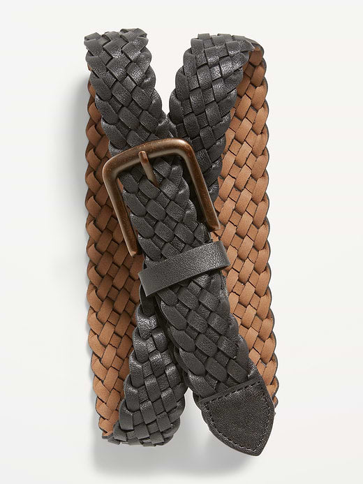 Braided Faux-Leather Belt for Men - Black Jack