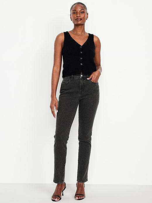 Curvy High-Waisted Vintage Slim Jeans - Faded Black Wash