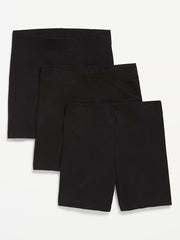 High-Waisted Cotton Biker Shorts 3-Pack -- 6-inch inseam - Black Jack