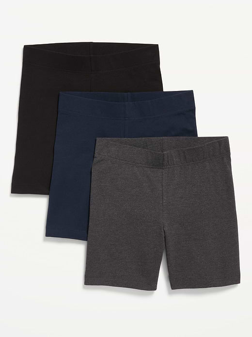 High-Waisted Cotton Biker Shorts 3-Pack -- 6-inch inseam - Multi Color
