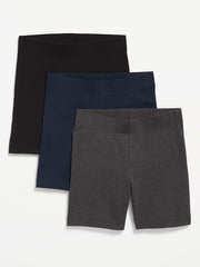 High-Waisted Cotton Biker Shorts 3-Pack -- 6-inch inseam - Multi Color