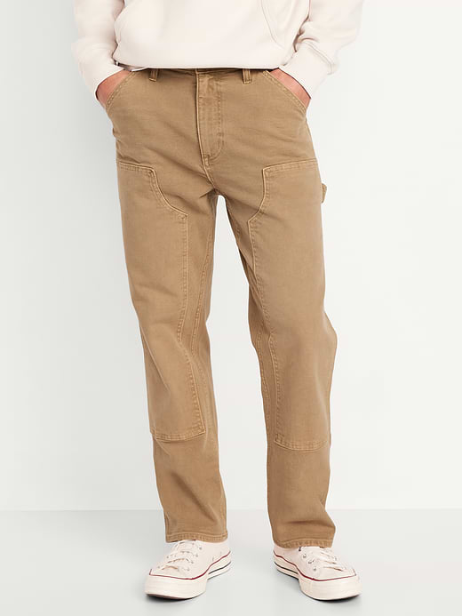 90s Straight Double Knee Carpenter Jeans - Dark Khaki