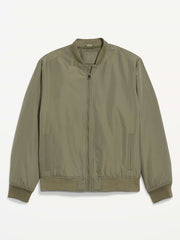 Water-Resistant Zip Bomber Jacket - Stone Wall