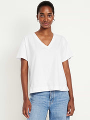 Vintage V-Neck T-Shirt - White Lilies