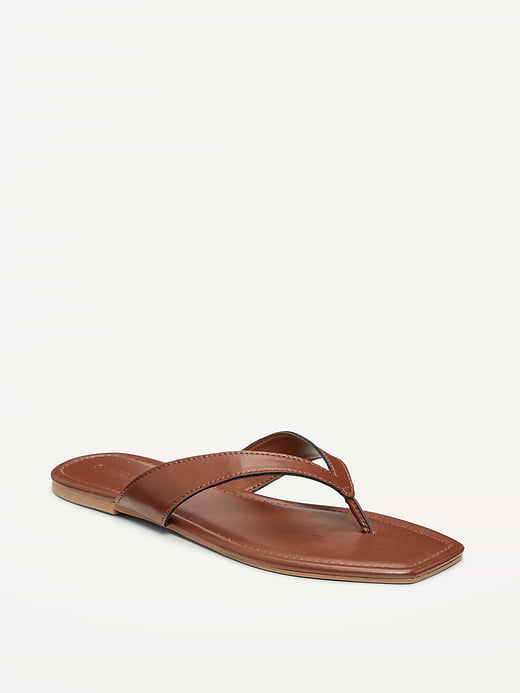 Faux-Leather Flip Flop for Women - Chocolate