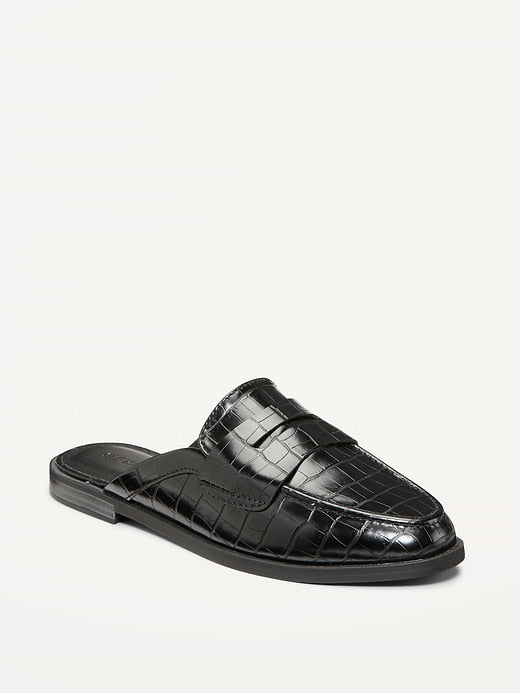 Loafer Mule Shoes for Women - Crocodile